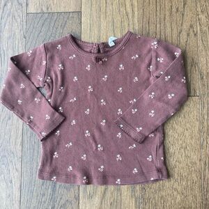 Quincy Mae Long Sleeve Maroon Floral Top - 18-24 months
